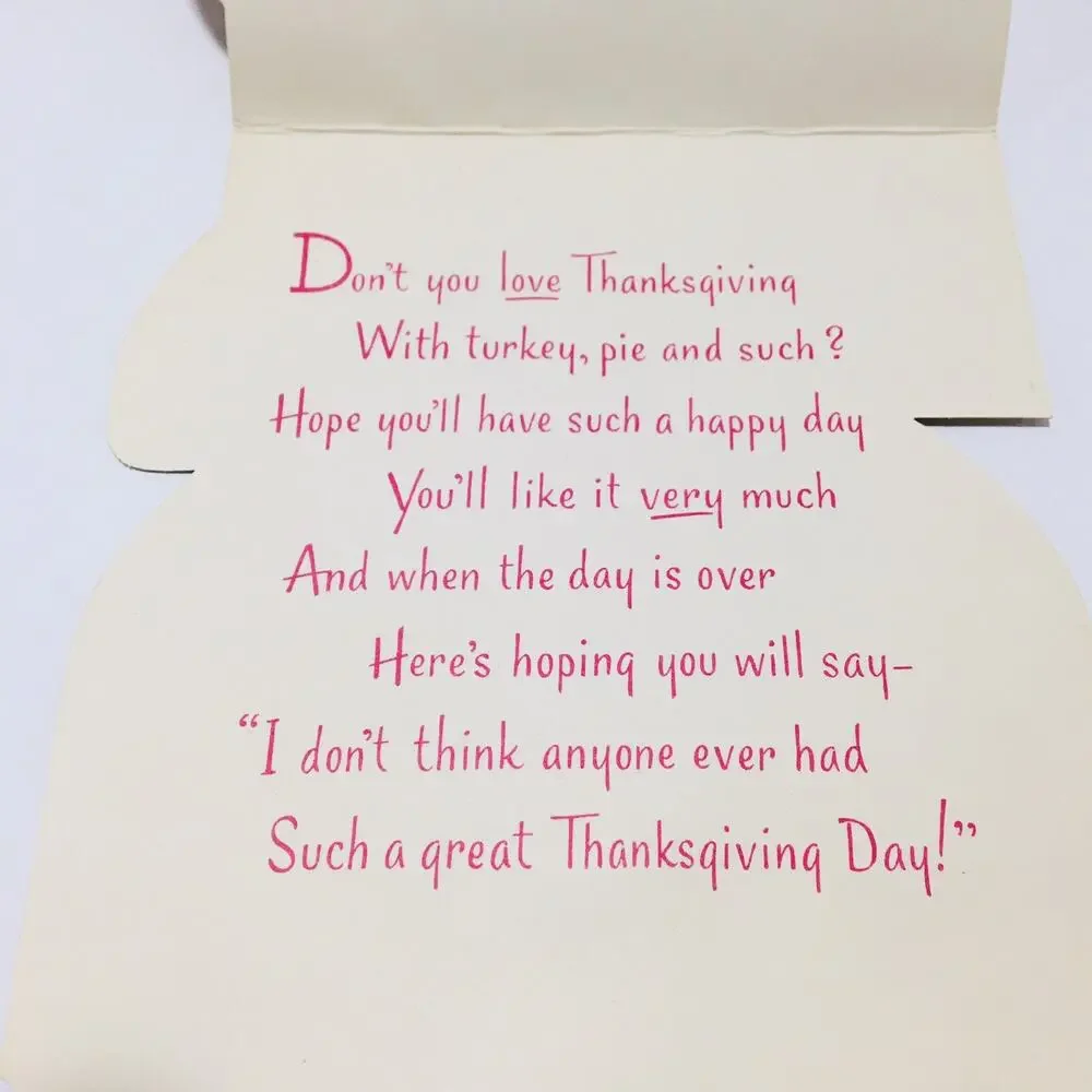 Vtg Norcross Thanksgiving Greeting Card Kitten Kitty 1940's Pumpkin Rare Unused
